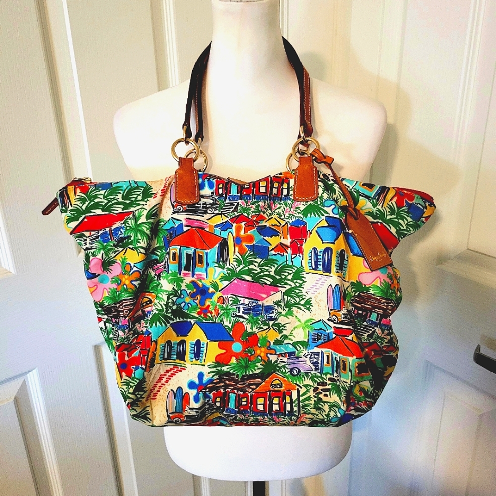 ✨️HP✨️Dooney & Bourke | Large Colorful "Sandbar" Tropical Vacation Tulip Tote - Picture 3 of 16